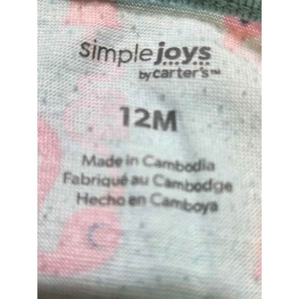 M345 Simple Joys by Carter's Baby Girls 12M 2 Pc Sleeper Lot Strawberry Flamingo